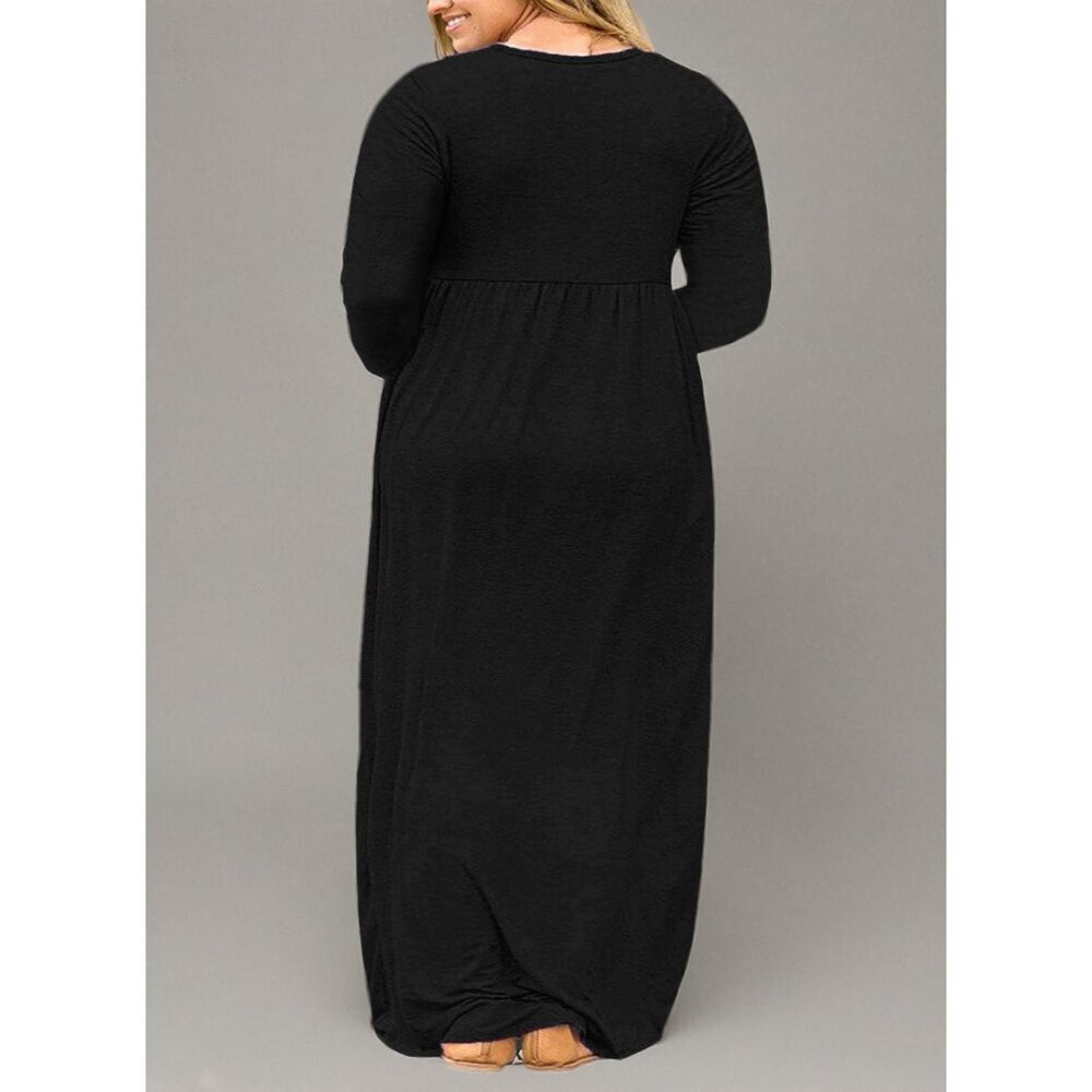 Plus Size Maxi Dress Long Sleeve Pockets Casual Fall Comfortable - Picture 7 of 7